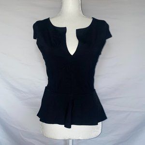 bebe Split Neck Hi-Lo Peplum Top